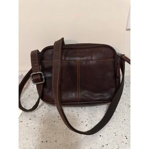 Jack Georges Voyager Brown Leather Crossbody Bag Small Organizer Messenger Purse
